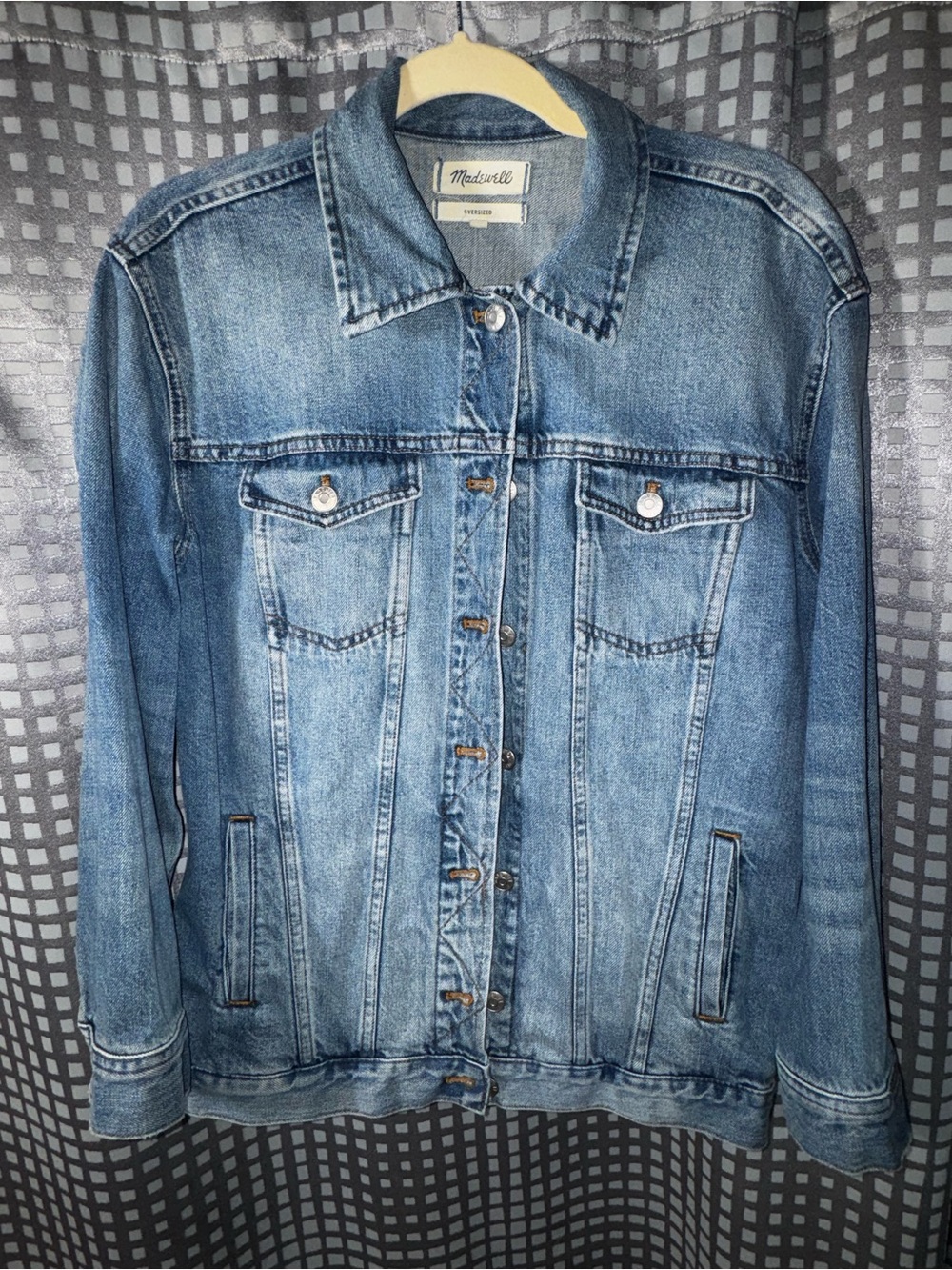 Madewell Women’s Light Wash Oversized Denim Trucker Jacket - Light Blue Sz Sm